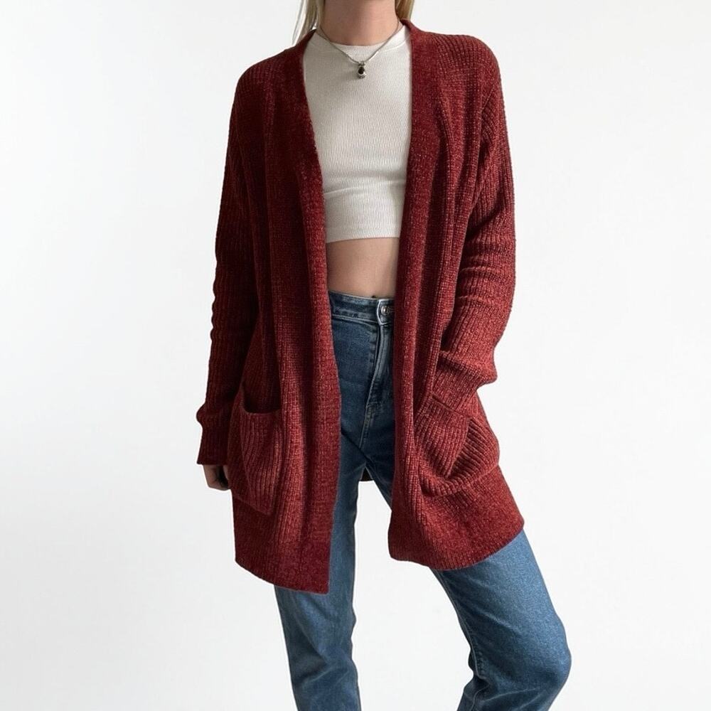 Matty M Burgundy Knit Long Cardigan Sweater